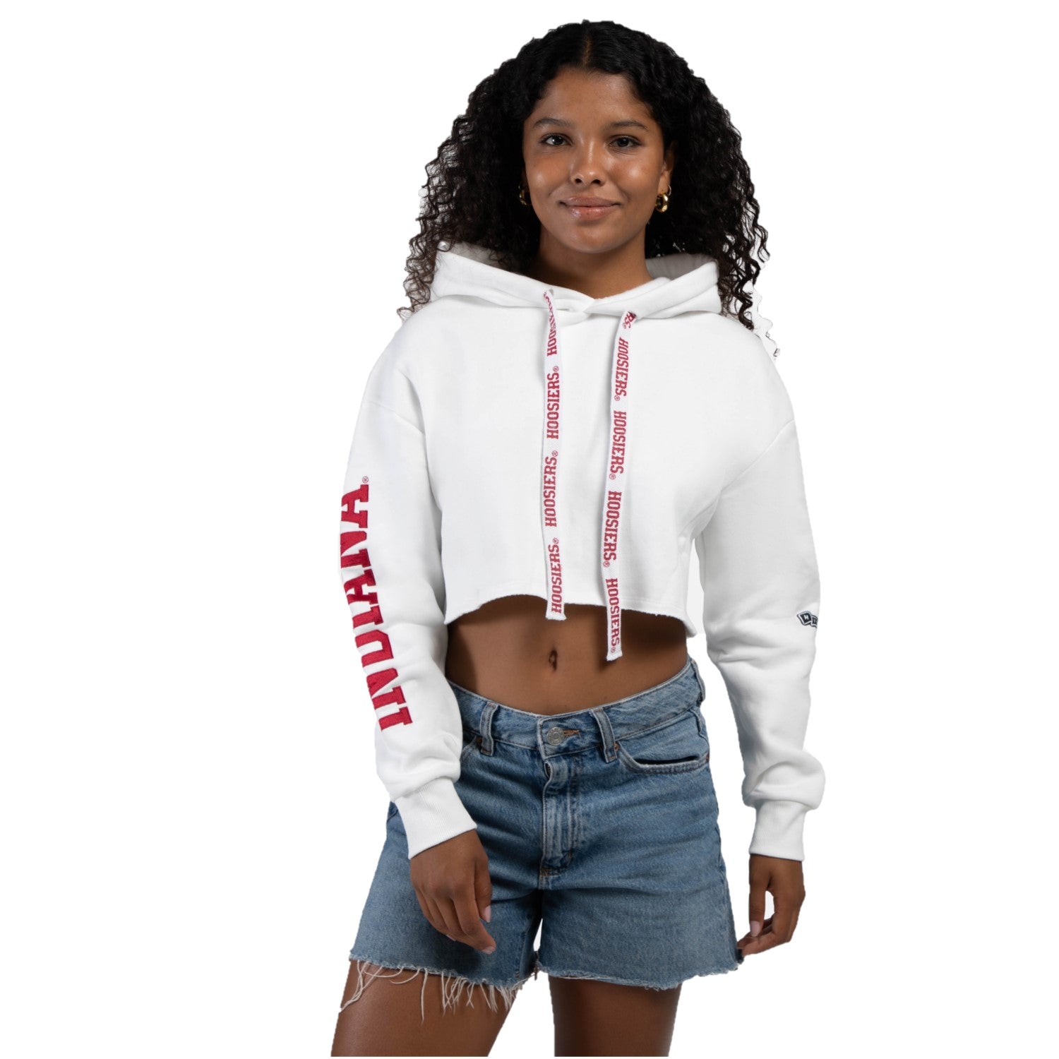 Gameday Couture Women's Gameday Couture White/Black Indiana Hoosiers Good  Time Color Block Cropped Hoodie