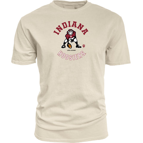 Indiana Hoosiers Men's Life is Good Beige Football T-Shirt