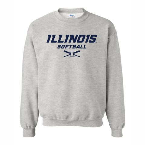 Illinois Fighting Illini Grey Softball Crew