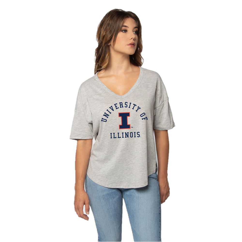 Women's Fanatics Branded Navy Illinois Fighting Illini Basic Arch V-Neck T-Shirt