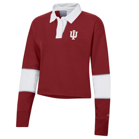 Indiana Hoosiers Women's Champion Long-Sleeve Cropped Polo