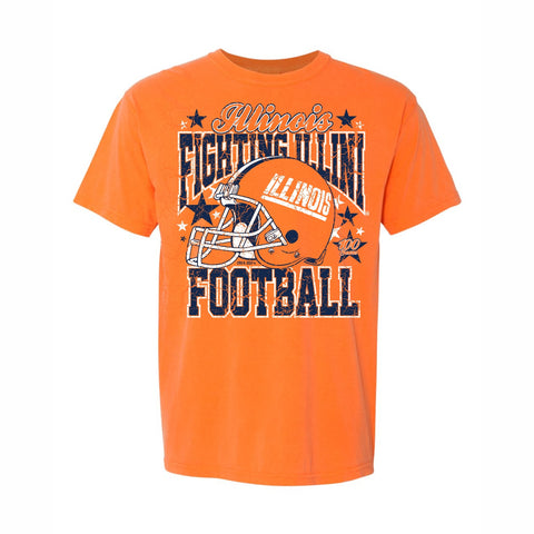 Illinois Fighting Illini Men's Vintage Orange Football Helmet Short-Sleeve T-Shirt